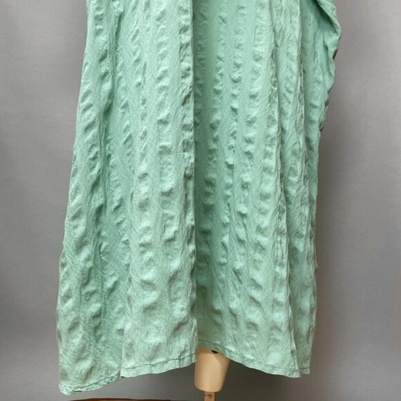 Kaftan Dress Light Green Handmade Kuwait Women Maxi Textured Fabric Pattern Trim - Picture 5 of 15